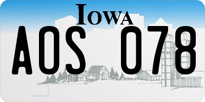 IA license plate AOS078