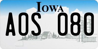 IA license plate AOS080