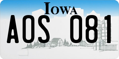 IA license plate AOS081