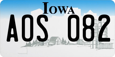 IA license plate AOS082