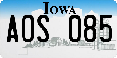 IA license plate AOS085