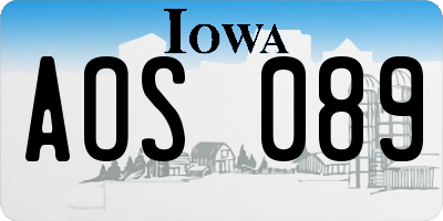 IA license plate AOS089