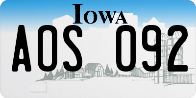 IA license plate AOS092