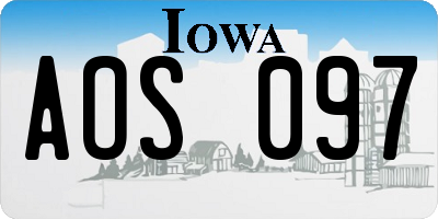 IA license plate AOS097