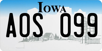 IA license plate AOS099