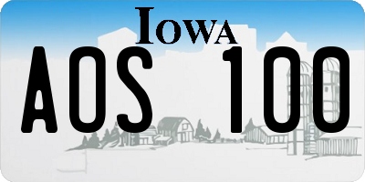 IA license plate AOS100