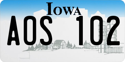 IA license plate AOS102
