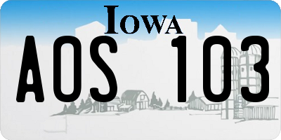 IA license plate AOS103
