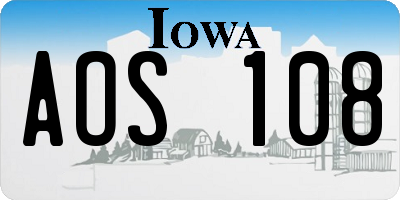 IA license plate AOS108