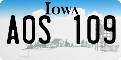 IA license plate AOS109