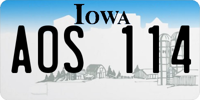 IA license plate AOS114