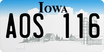 IA license plate AOS116
