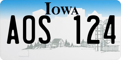 IA license plate AOS124