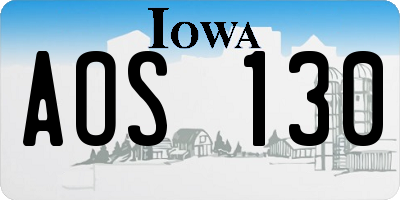 IA license plate AOS130