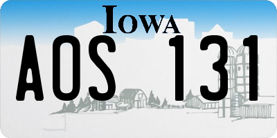 IA license plate AOS131