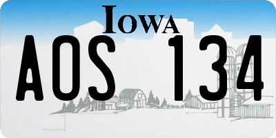 IA license plate AOS134