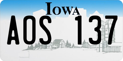 IA license plate AOS137