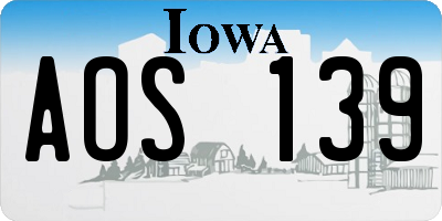 IA license plate AOS139