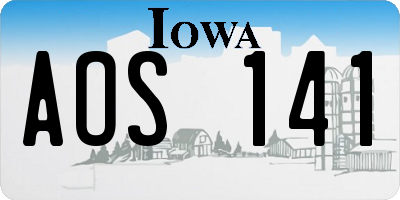 IA license plate AOS141