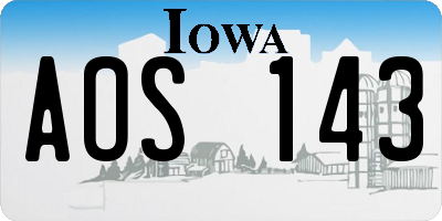 IA license plate AOS143