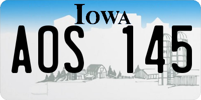 IA license plate AOS145