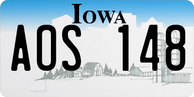 IA license plate AOS148