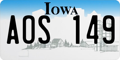 IA license plate AOS149