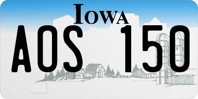 IA license plate AOS150