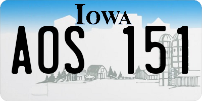 IA license plate AOS151