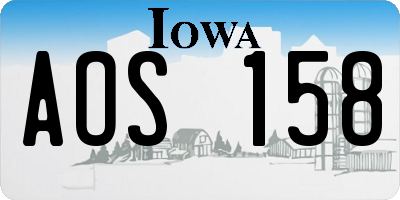 IA license plate AOS158