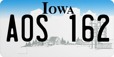 IA license plate AOS162