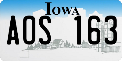 IA license plate AOS163