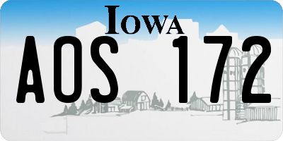 IA license plate AOS172
