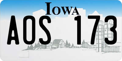 IA license plate AOS173