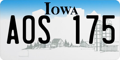 IA license plate AOS175