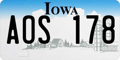 IA license plate AOS178