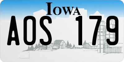 IA license plate AOS179