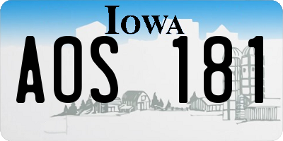 IA license plate AOS181