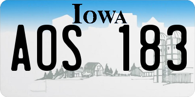 IA license plate AOS183