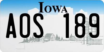 IA license plate AOS189