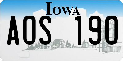 IA license plate AOS190