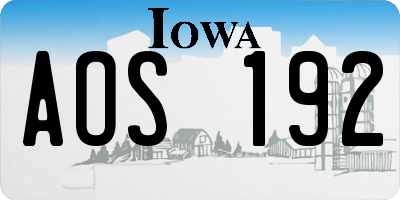 IA license plate AOS192