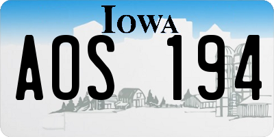 IA license plate AOS194