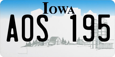 IA license plate AOS195