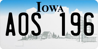 IA license plate AOS196