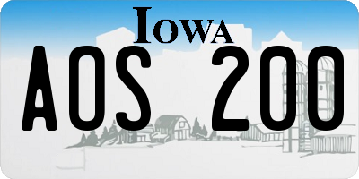 IA license plate AOS200