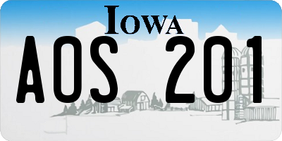 IA license plate AOS201