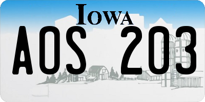 IA license plate AOS203