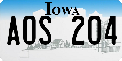 IA license plate AOS204