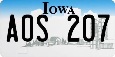 IA license plate AOS207